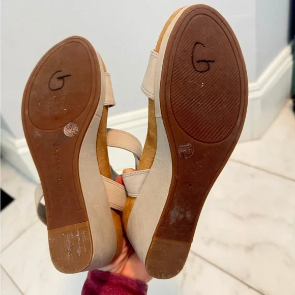 Lucky Brand Konoa Women’s 6.5 Light khaki stone leather ankle strap wedge sandal - Picture 9 of 10